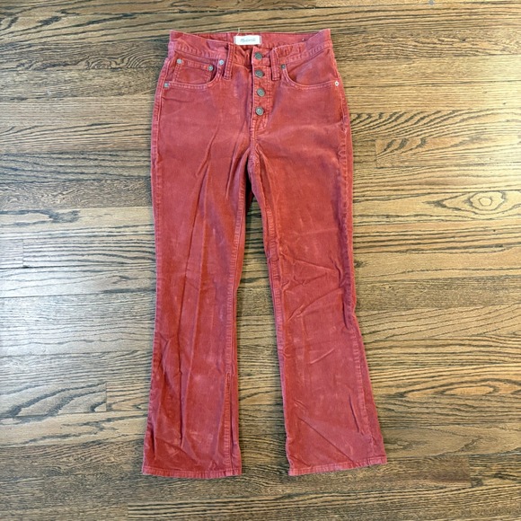 Madewell Cali Demi Boot Corduroy Pants Womens Size 26 Button Fly Rust - Picture 1 of 6